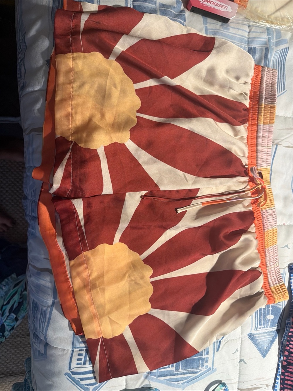 NWT ($109) Gianni Bini Red and Yellow Floral Athletic Shorts ( satin silk )